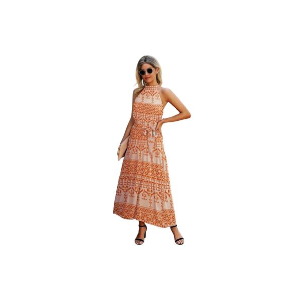 PRETTYGARDEN Women’s  Halter Neck Sleeveless Maxi Dress Backless Loose medium - Picture 4 of 8